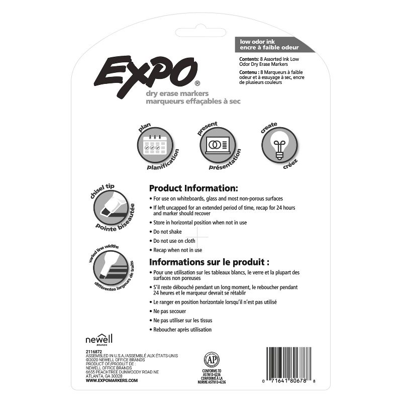 EXPO Dry Erase Marker, Chisel Tip, 8ct - Multicolor