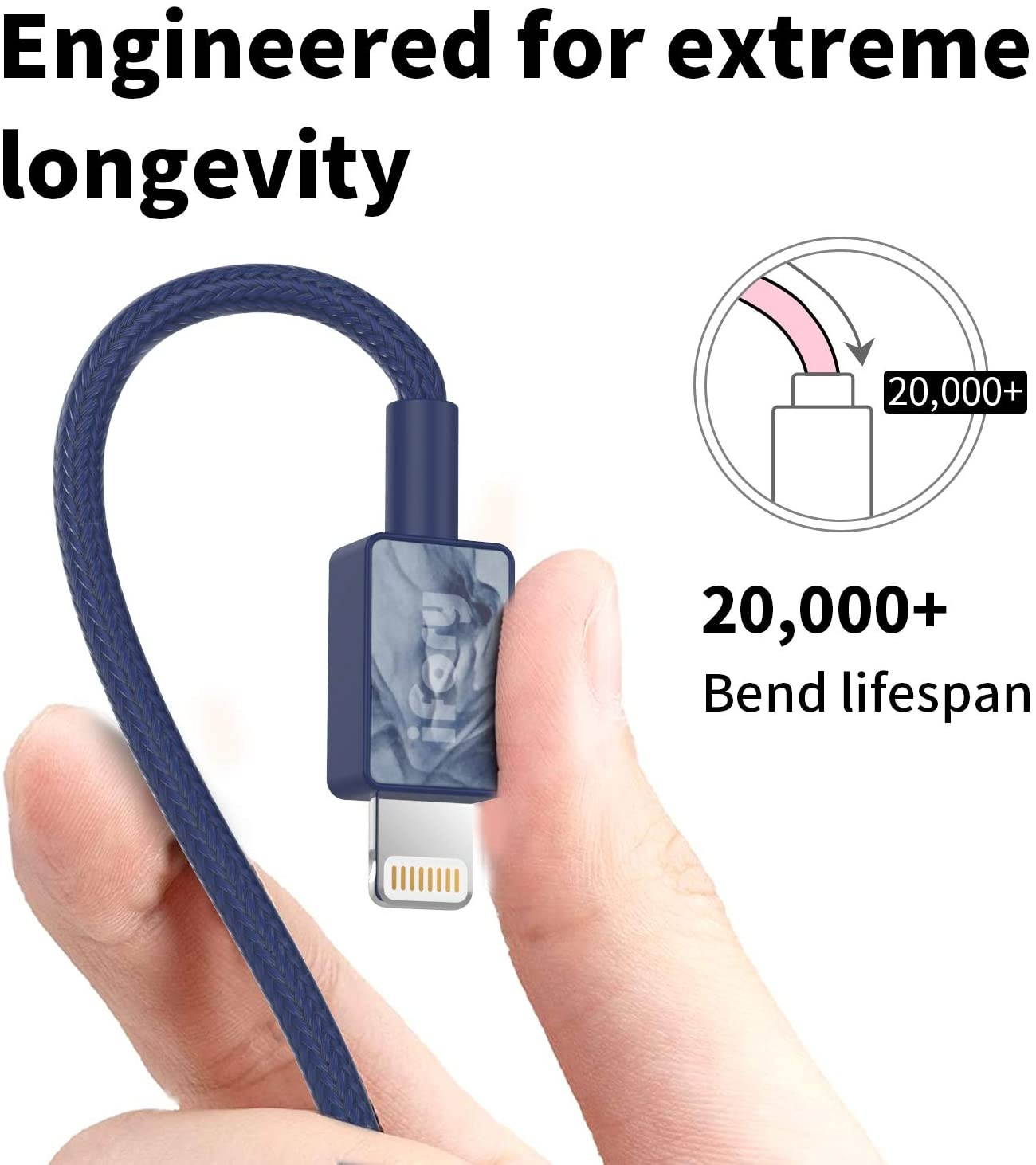 iFory Lightning Cable, iPhone Charger [Apple MFi Certified / 6ft 2 Pack/Blue] Fast Charging Cord Compatible with iPhone 11 Pro Max, 11 Pro, X, Xs, Xr, Xs Max, 8/8 Plus, 7/7 Plus