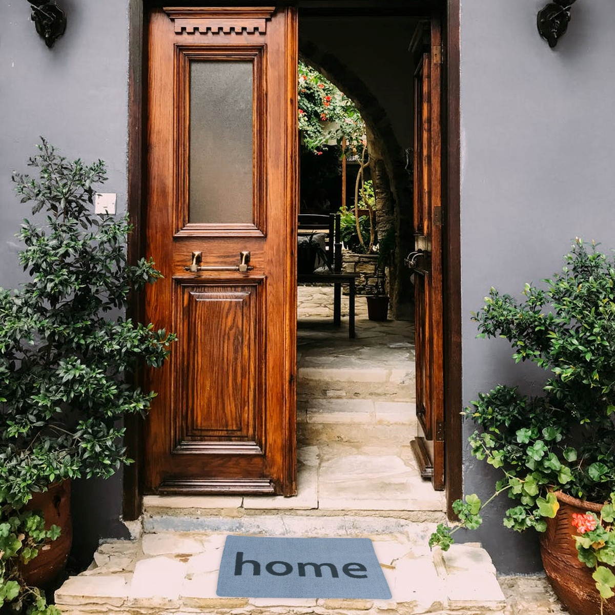 1 Pc Star Pattern Door Mat Durable Rubber Carpet Floor Mat Water Absorption Non-slip Pad Ultra-thin Gate Rug (Chocolate)