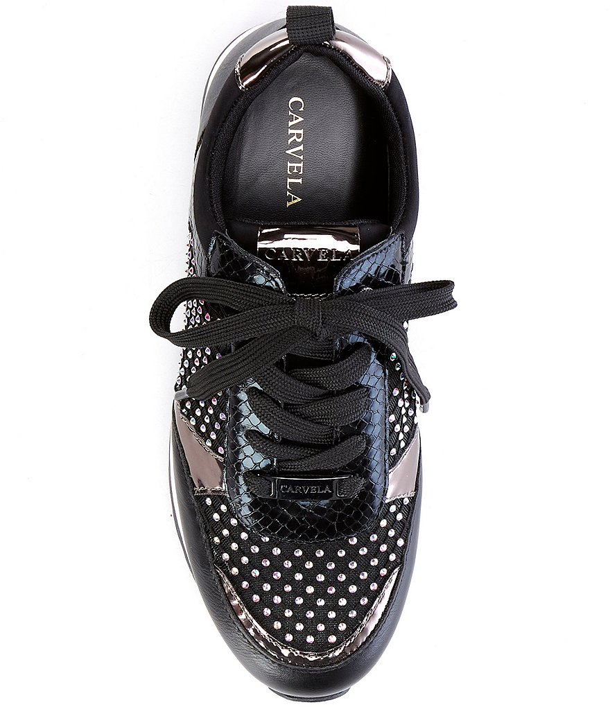Carvela Ling Crystal Mesh Detail Lace-Up Sneakers