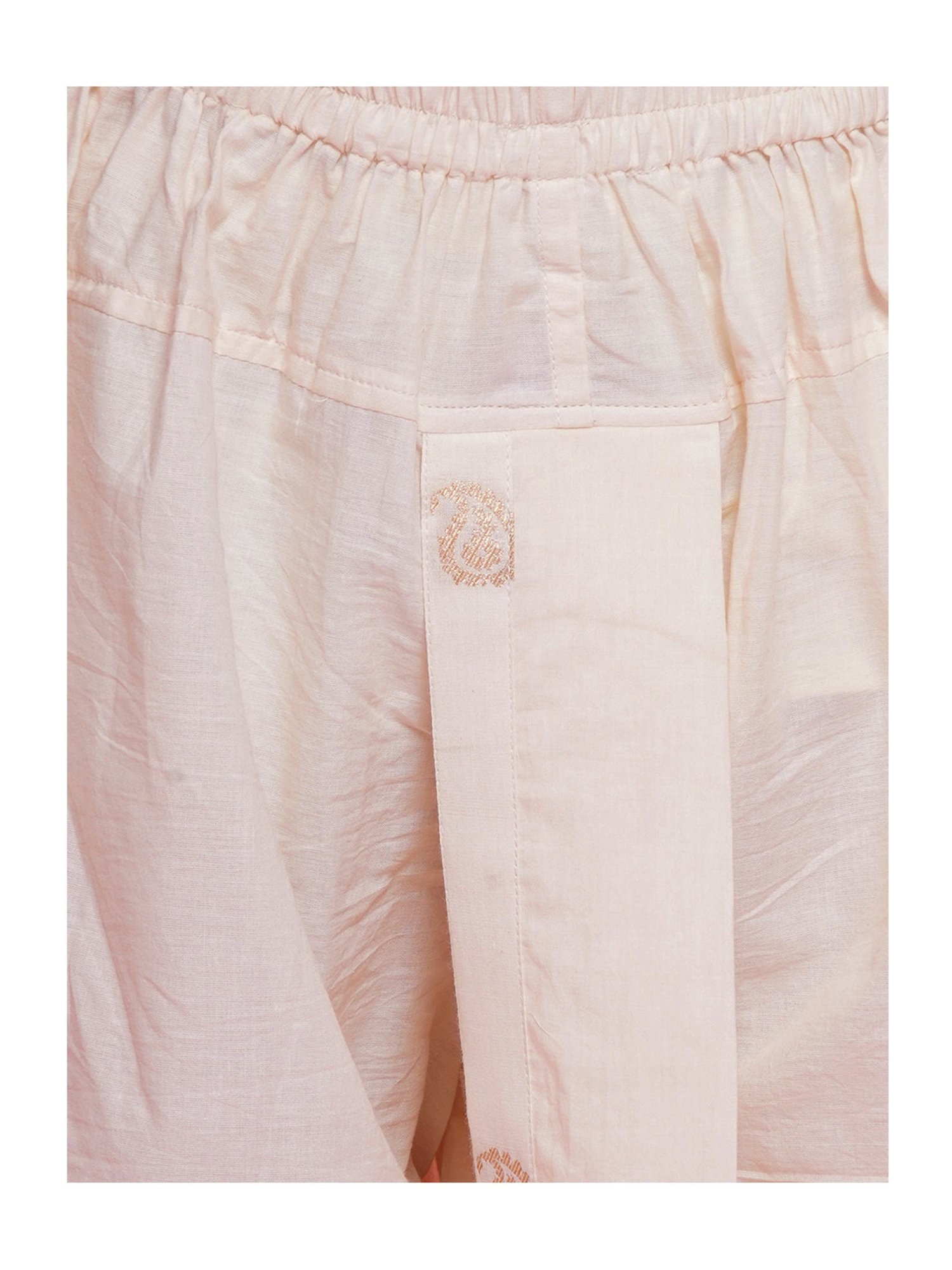 Little Bansi Boys Cream Self Design Full Sleeves Kurta, Dhoti with Jacket