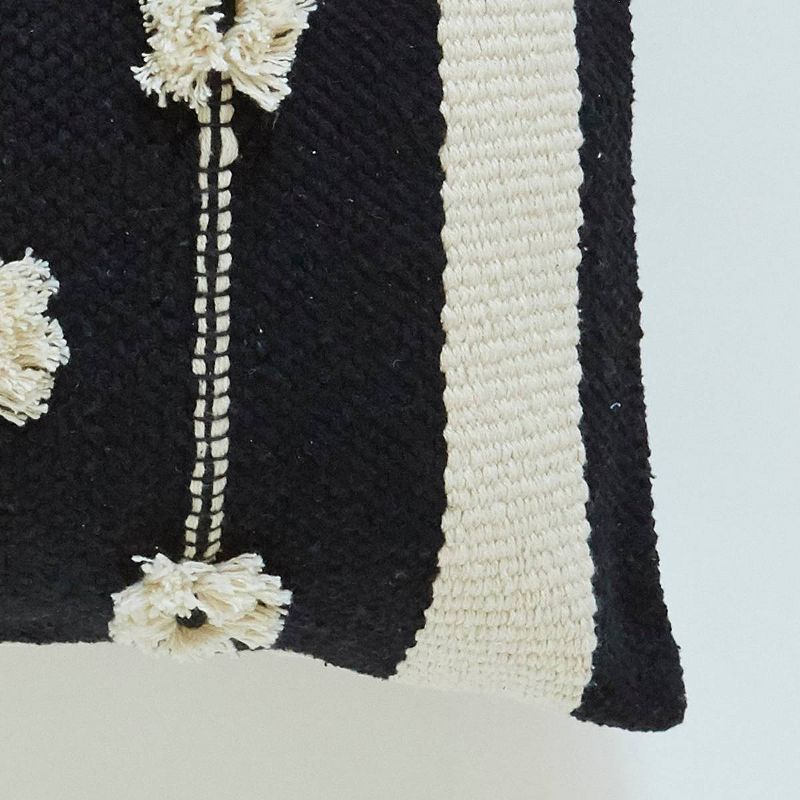 20"x20" Tufted Square Throw Pillow Black/Natural - Patina Vie