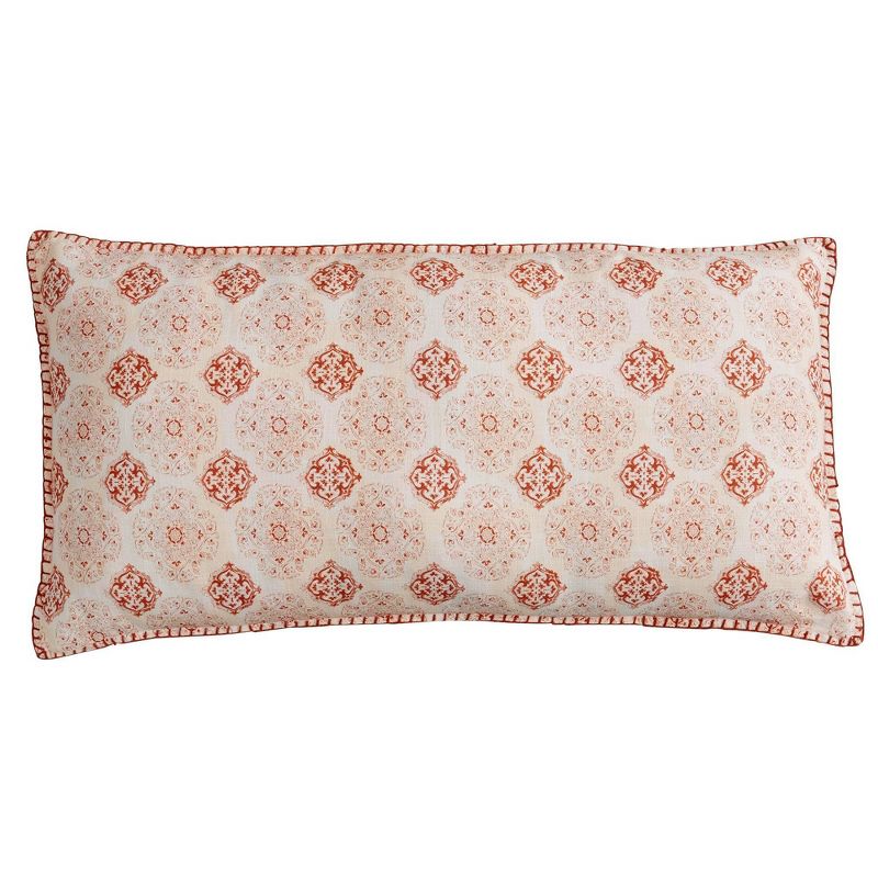 20"x40" Oversize Meda Lumbar Throw Pillow Red/Terracotta - Patina Vie