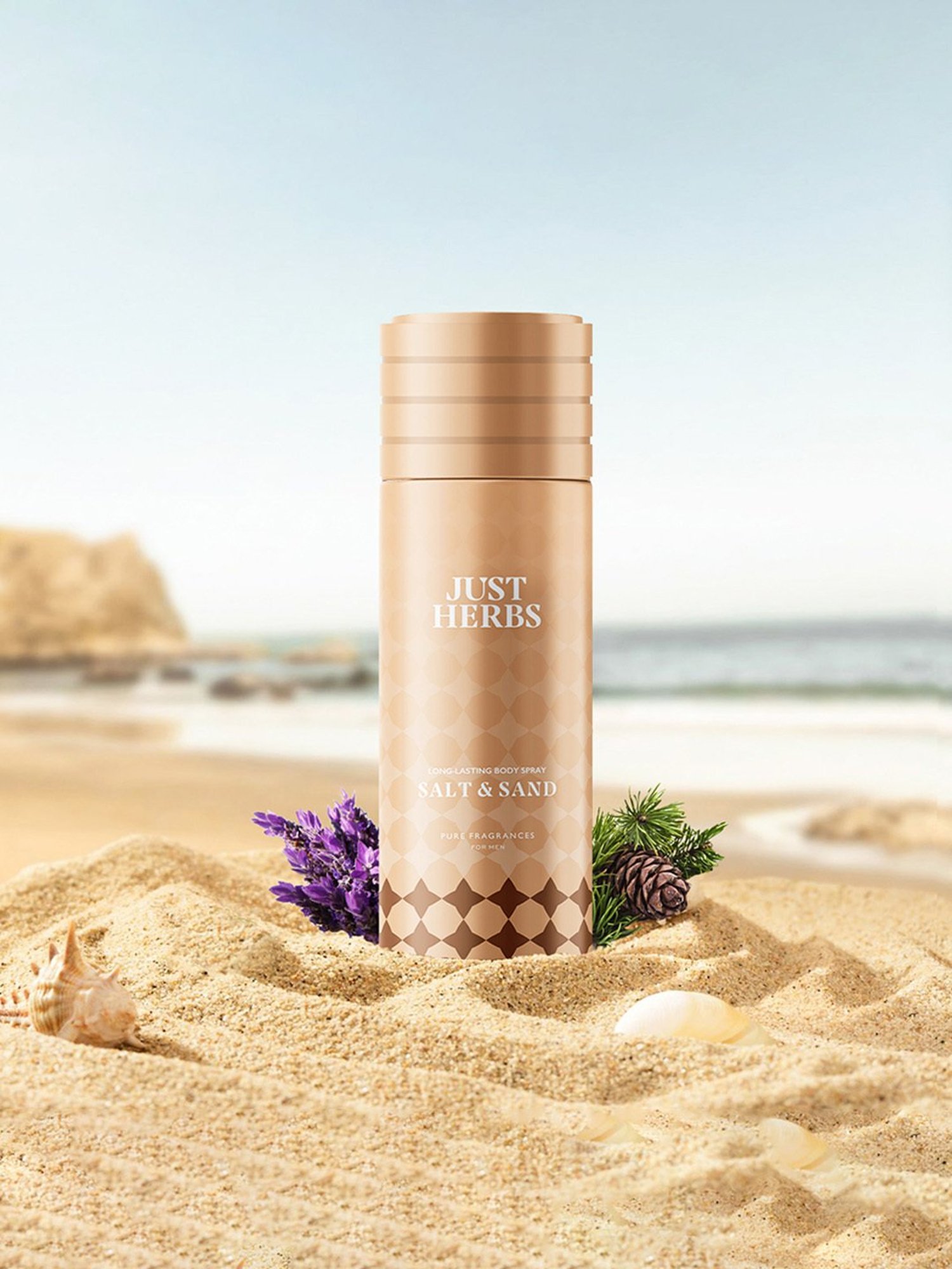 JUST HERBS Long Lasting Salt & Sand Body Spray for Men - 150 ml