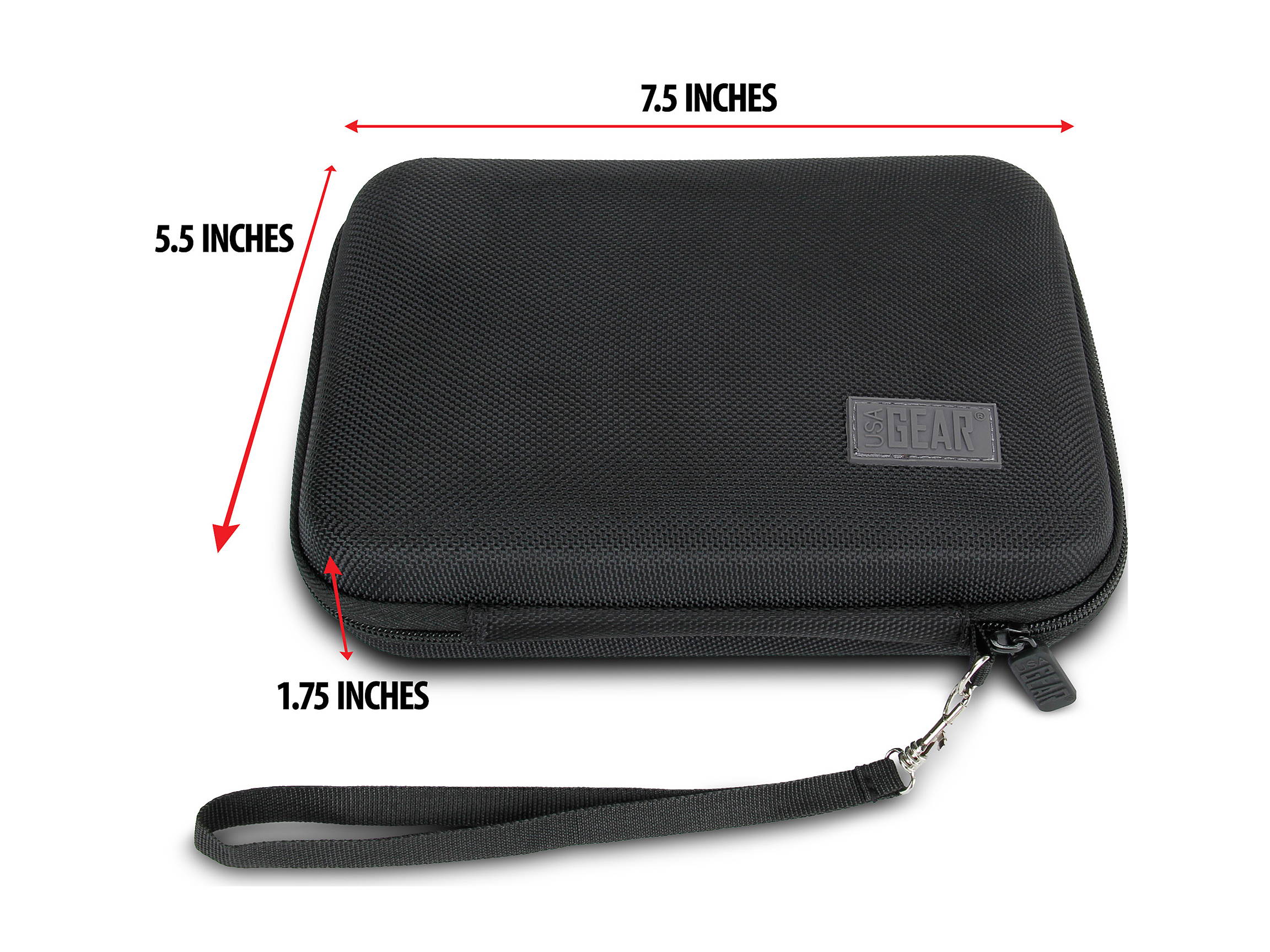 Hard Shell Electronic Organizer Travel Case 7.5" Inch with Weather-Resistant Exterior and Large Mesh Accessory Pocket by USA Gear - Holds Cables , Chargers , GPS , Hard Drives and More Electronics