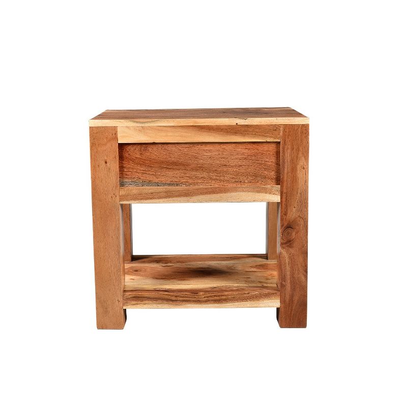 Ajmer Nightstand Solid Wood Bedside Table Natural - Timbergirl