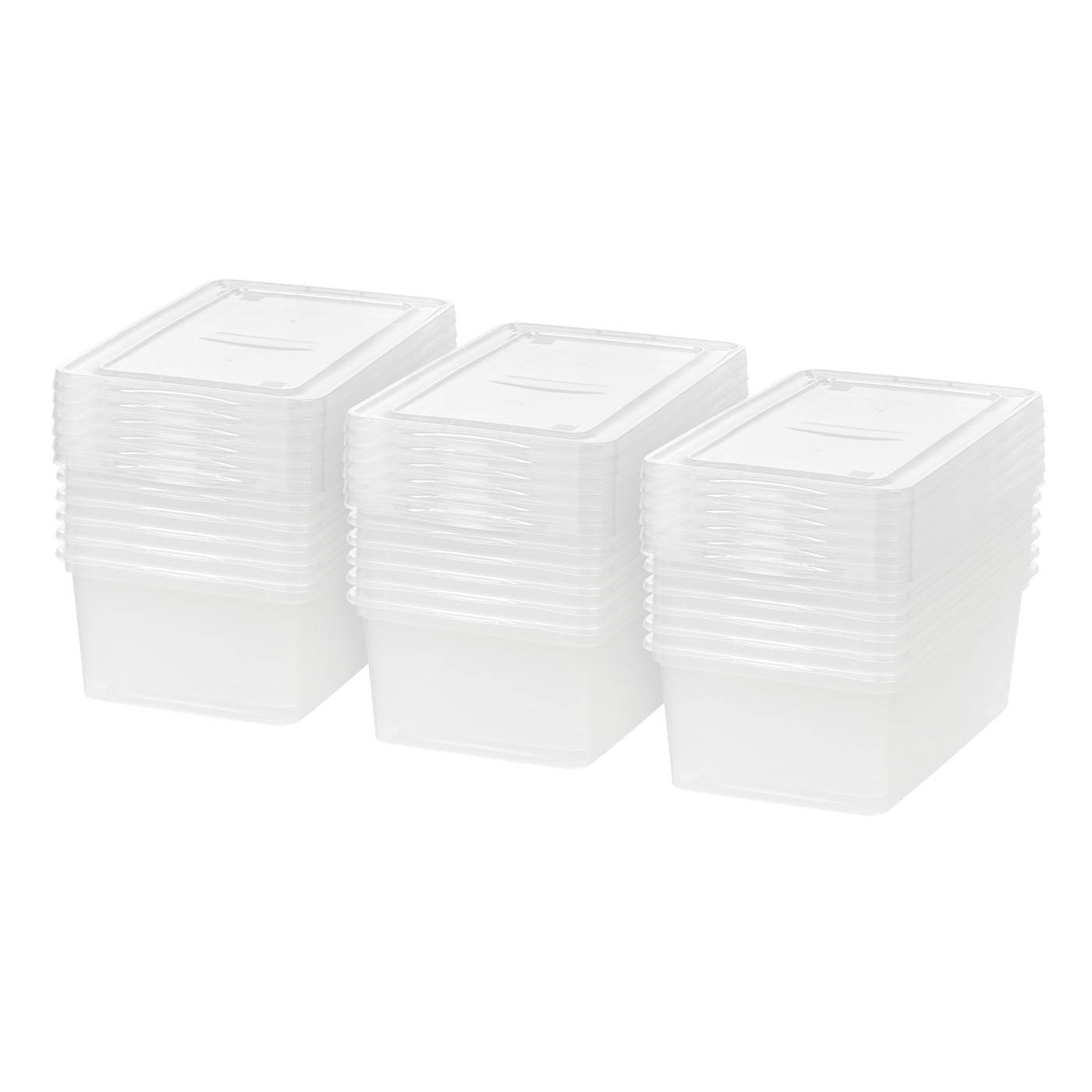 IRIS 6 Quart Clear Storage Box with White Lid, 18 Pack