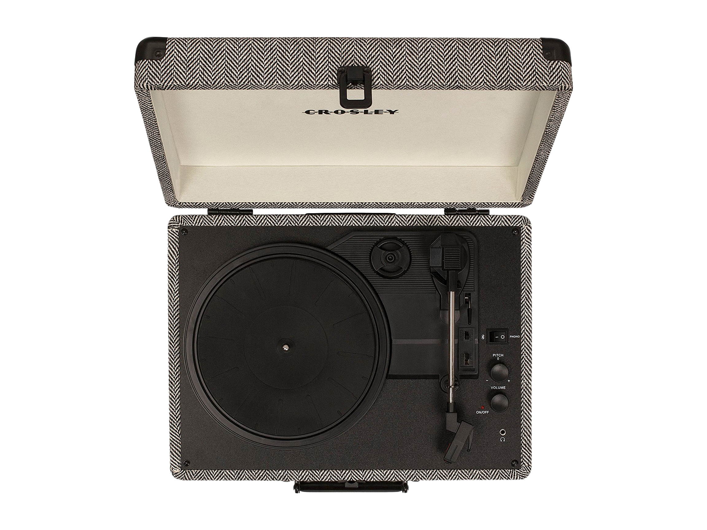 Crosley Cruiser Deluxe Portable Bluetooth Turntable, Herringbone, CR8005D-HB
