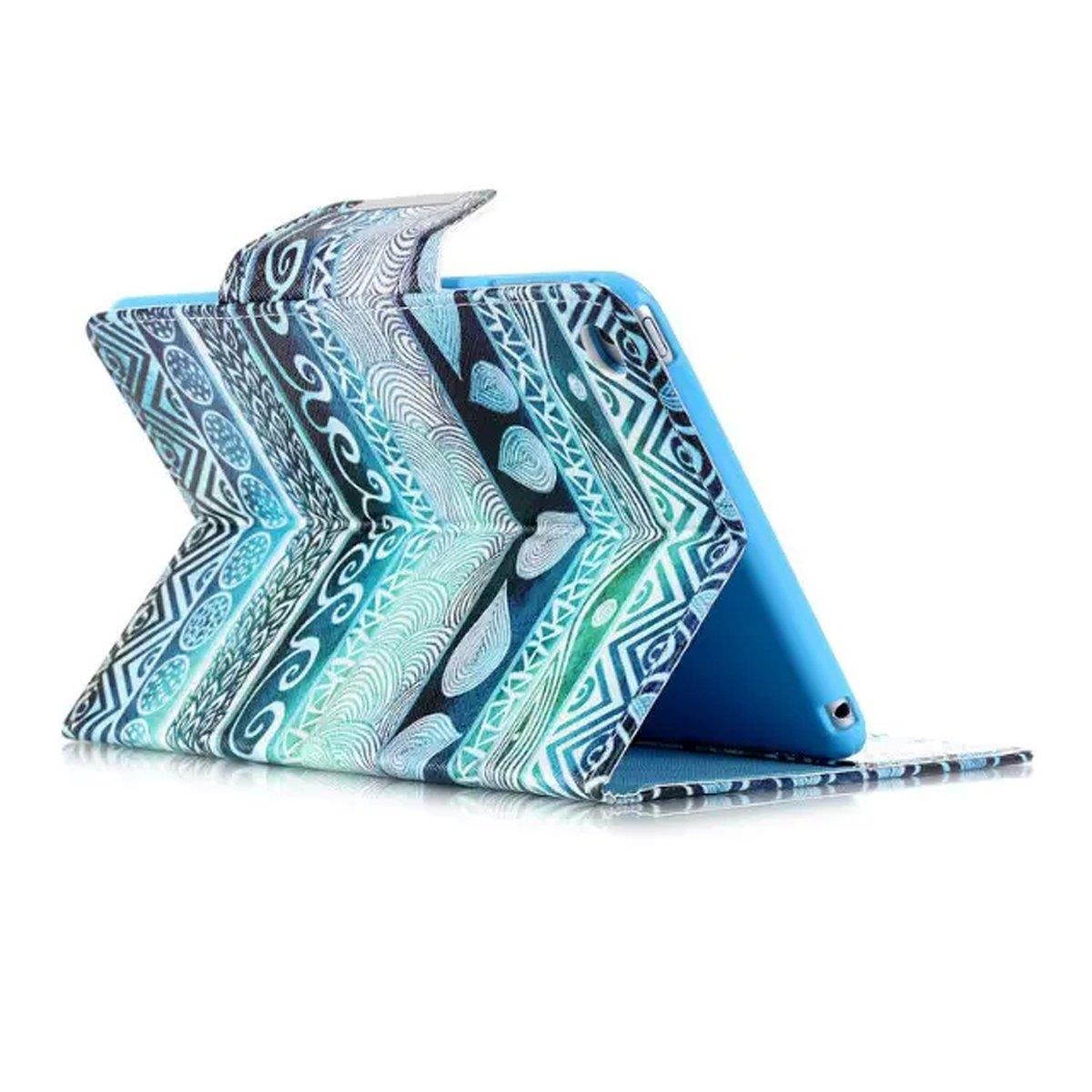 iPad Air 2 case, iPad 6 Case, Newshine Lightweight Synthetic Leather Folio Magnetic Smart Cover [Stand Case] with Auto Sleep/Wake Up Feature for Apple iPad Air 2/iPad 6 (Green Totem)