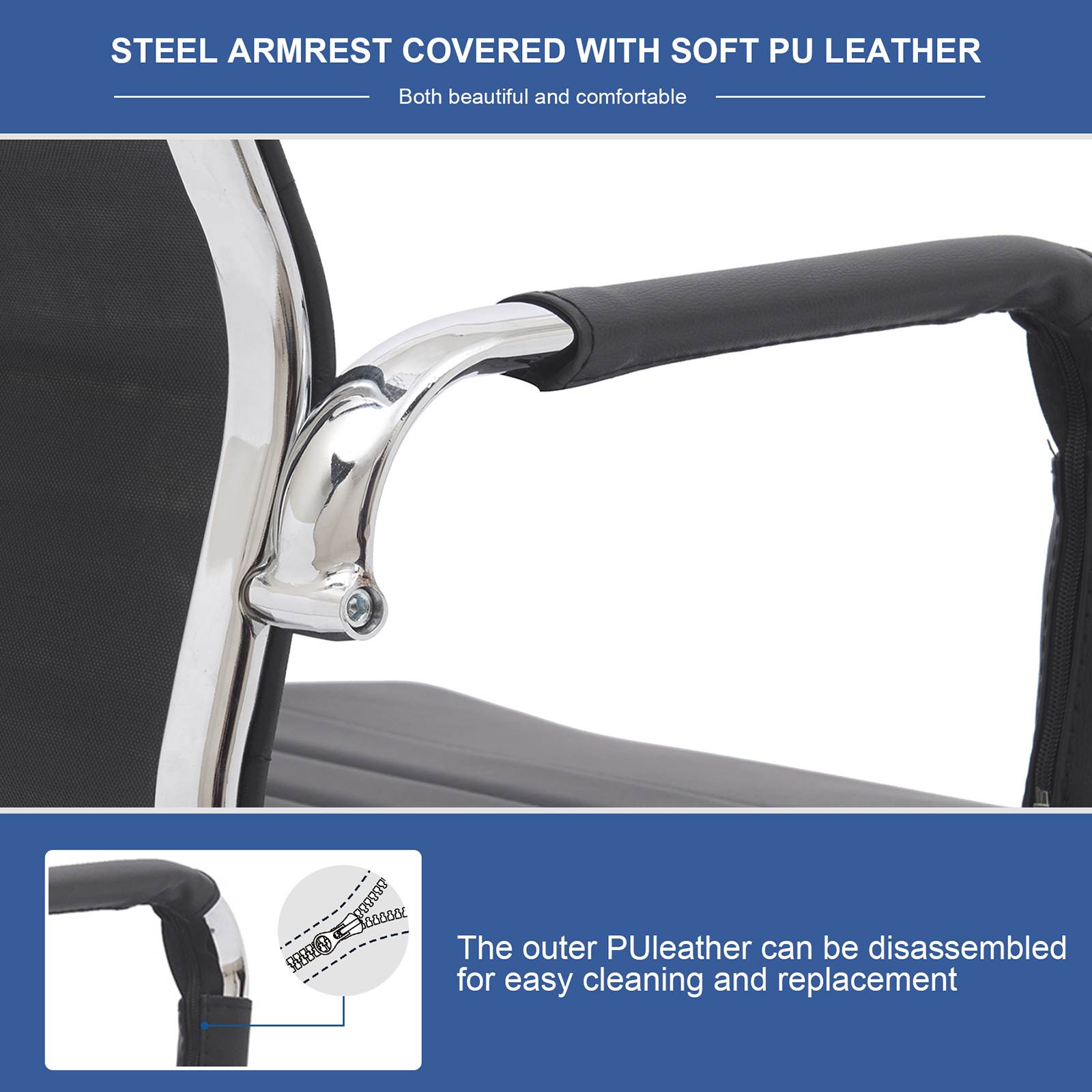 YOUTHUP Office Chair Functional Ergonomic Leather Office Chair Swivel Rolling Computer Desk Chair with Lumbar Support,Beige