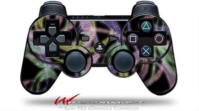 Sony PS3 Controller Decal Style Skin - Neon Swoosh on Black (CONTROLLER SOLD SEPARATELY)