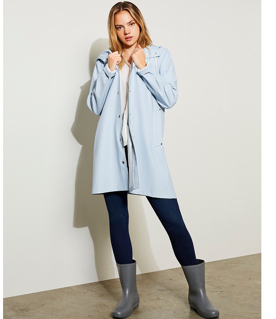 A Loves A Hooded Snap Front Long Sleeve Pocketed Raincoat
