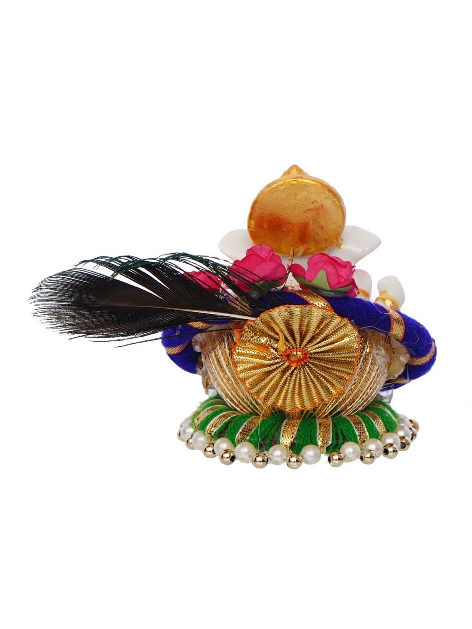 eCraftIndia Lord Ganesha Idol on Decorative Handcrafted Floral Plate for Home and Car