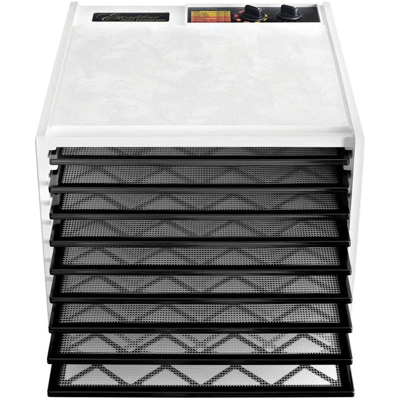 Excalibur 3926TW 600W 9 Tray 26 Hour Timer Adjustable Temperature Efficient Drying Kitchen Countertop Food Dehydrator, White