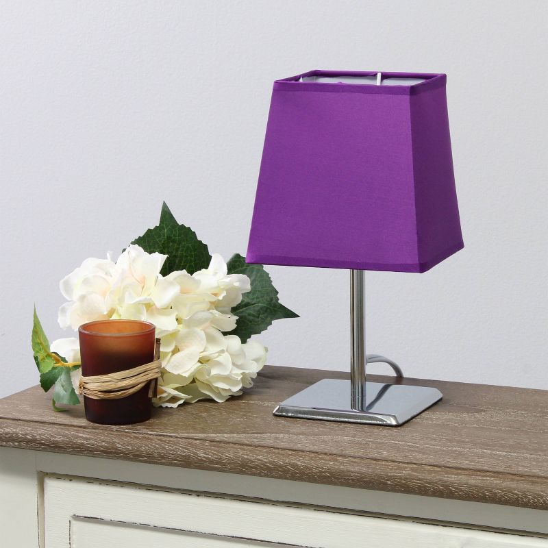 Mini Table Lamp with Squared Empire Fabric Shade Purple - Simple Designs