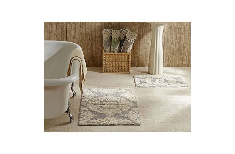 2pc Medallion Collection 100% Cotton Bath Rug Set Gray/Natural - Better Trends