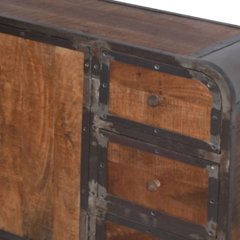 Rustic Style 3 drawer Storage Sideboard with 2 Door Cabinet Brown/Gray - The Urban Port