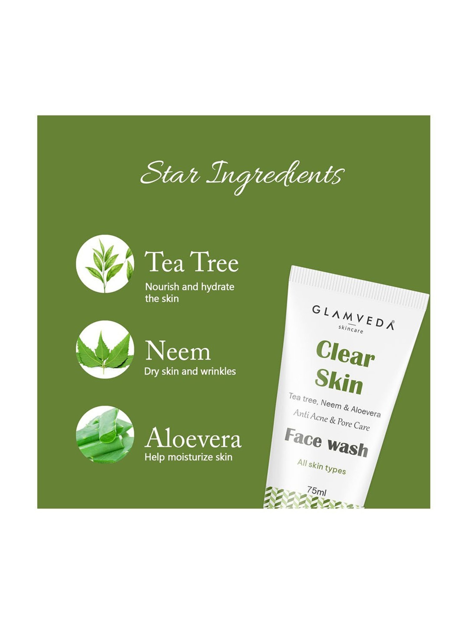 Glamveda Clear Skin Anti Acne and Pore Care Face Wash - 75 ml