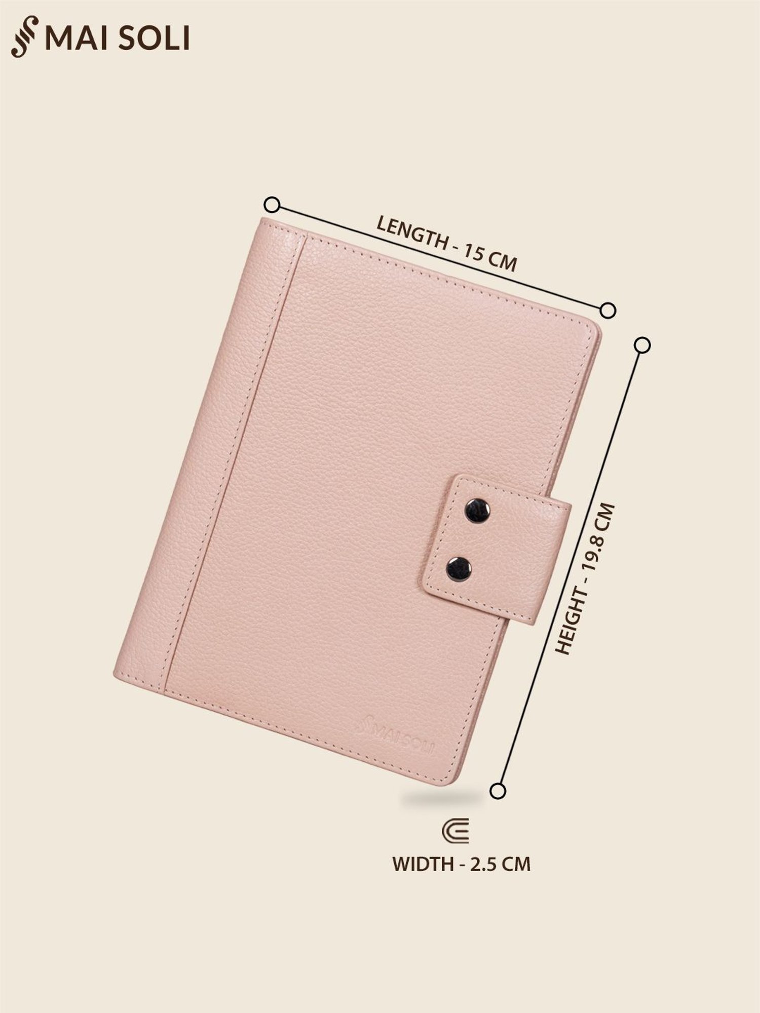 Mai Soli Safari Nude Pink Formal Leather Passport Wallet for Unisex