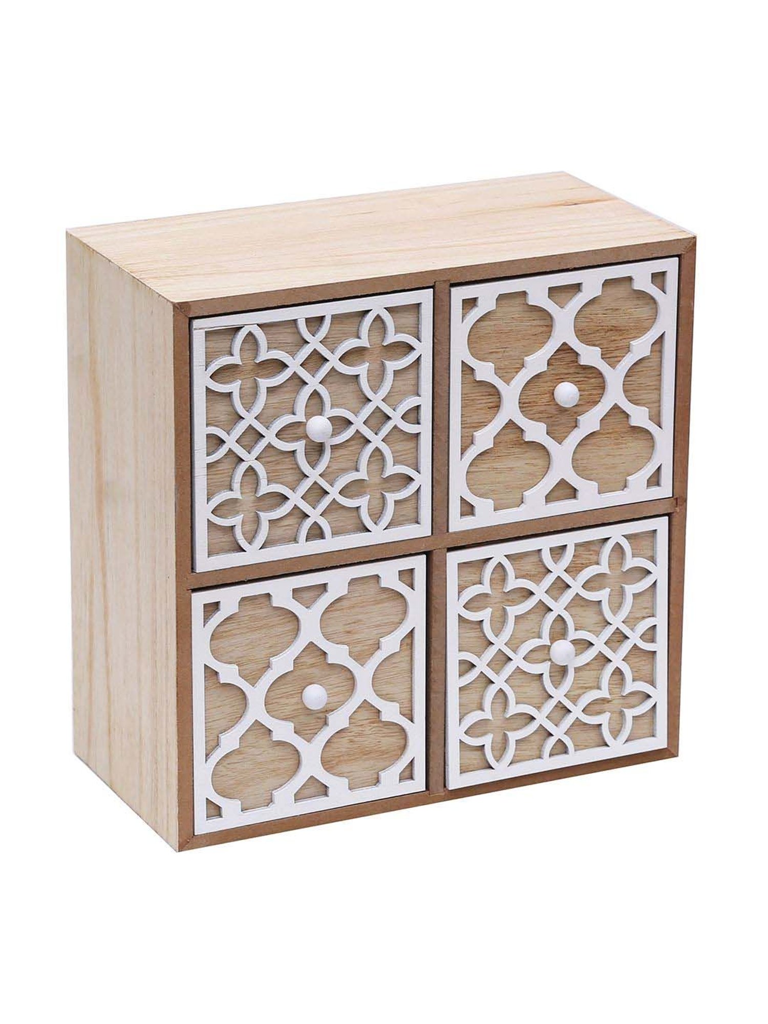 Tayhaa Beige & White Wooden Designed Box