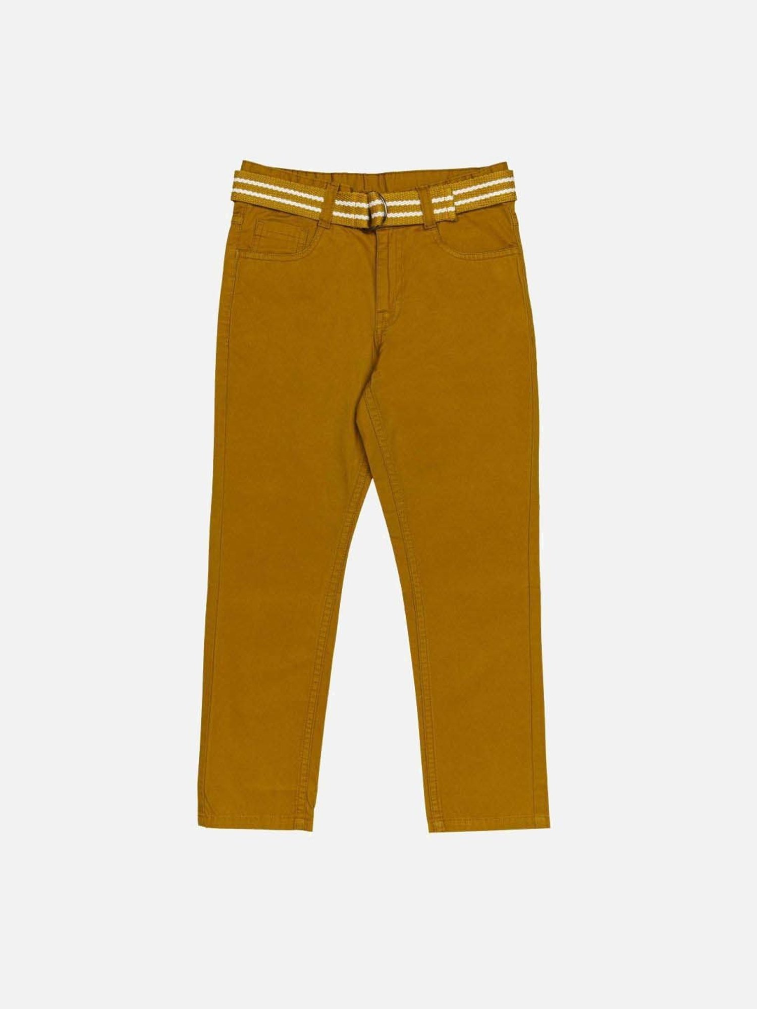 H by Hamleys Kids Mustard Cotton Solid Trouser