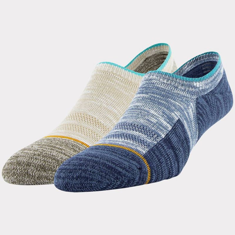 Signature Gold by GOLDTOE Men's Native Nomad Invisible Sneakers Slub Socks 2pk - Denim 6-12.5