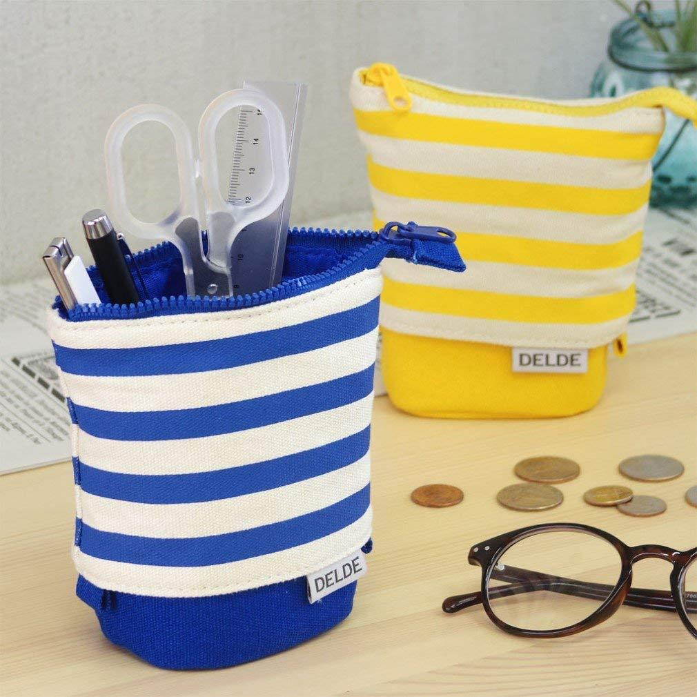 DELDE Pen Case, Pop Blue Stripe