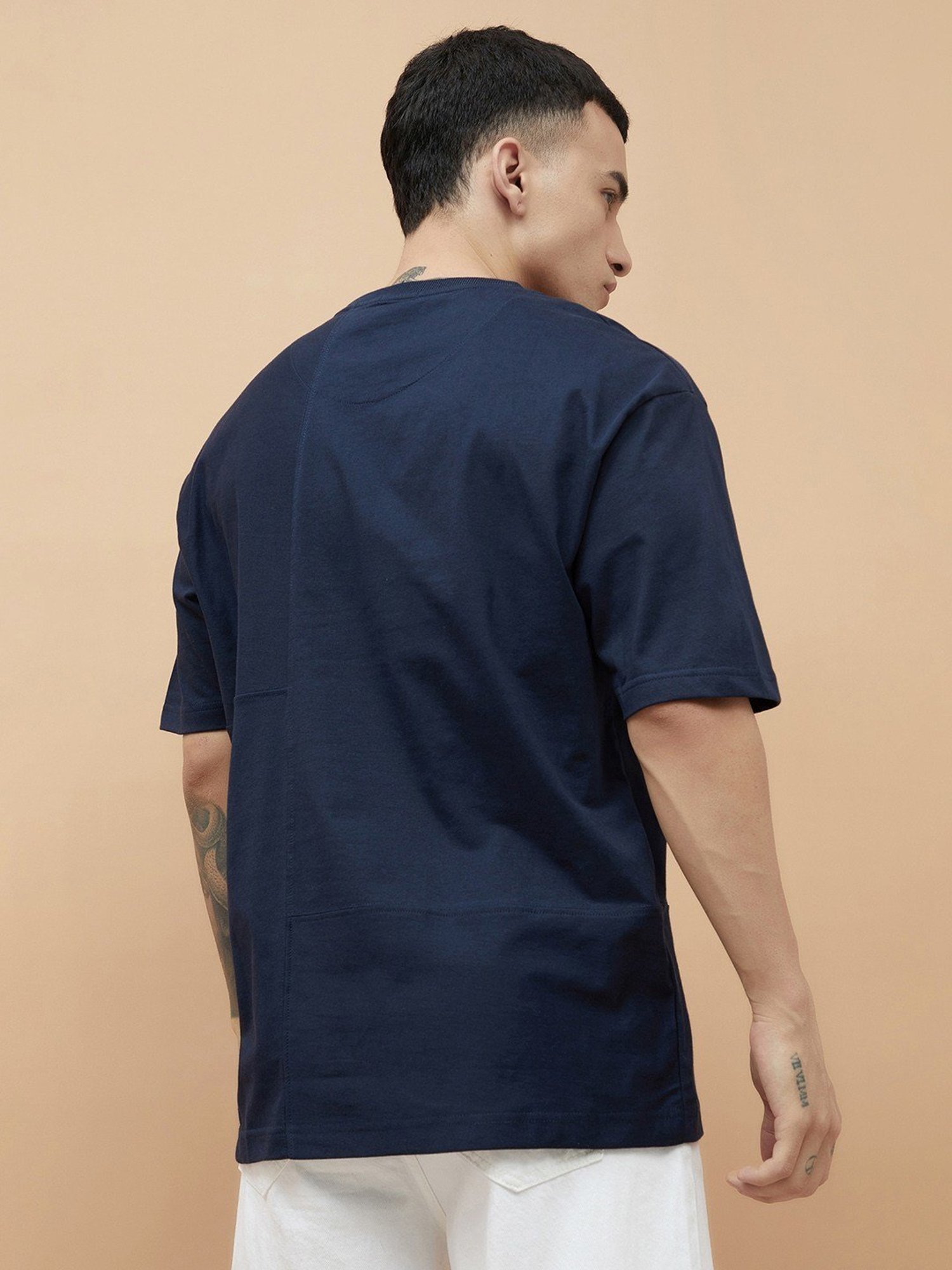 Bossini Navy Cotton Regular Fit T-Shirt