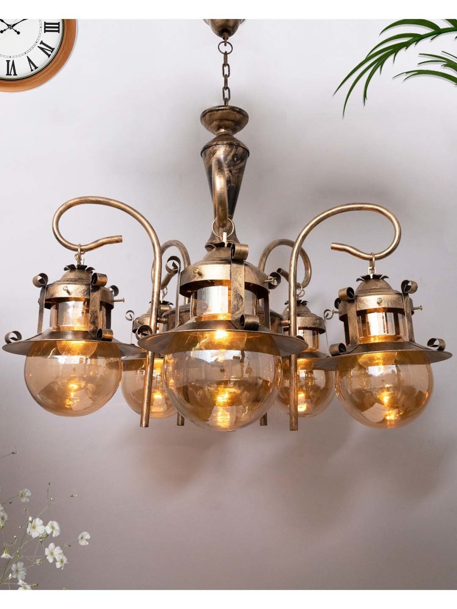 Fos Lighting Antique Brass Finish Allure 5 Light Chandelier - Set of 1