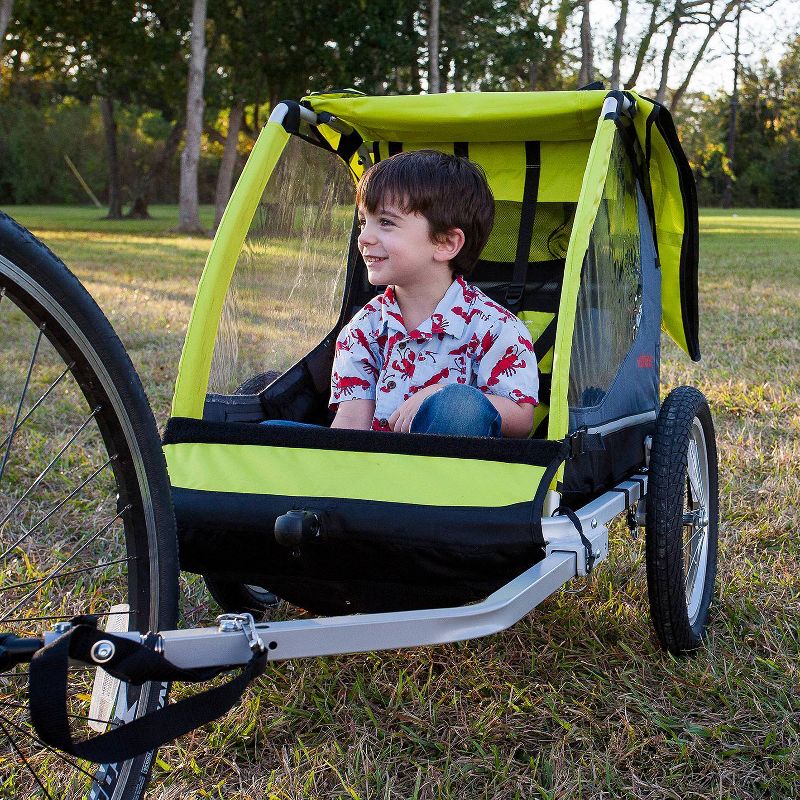 Cyclic Double 2 Seat Kids' Bike Trailer - Gray/Green