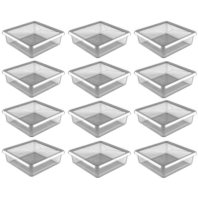 Ezy Storage Karton Small 6.3 Qt Plastic Storage Container Box with Lid (12 Pack)
