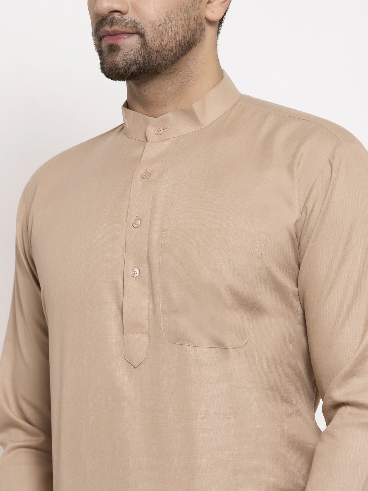 Jompers Beige Cotton Regular Fit Kurta Set