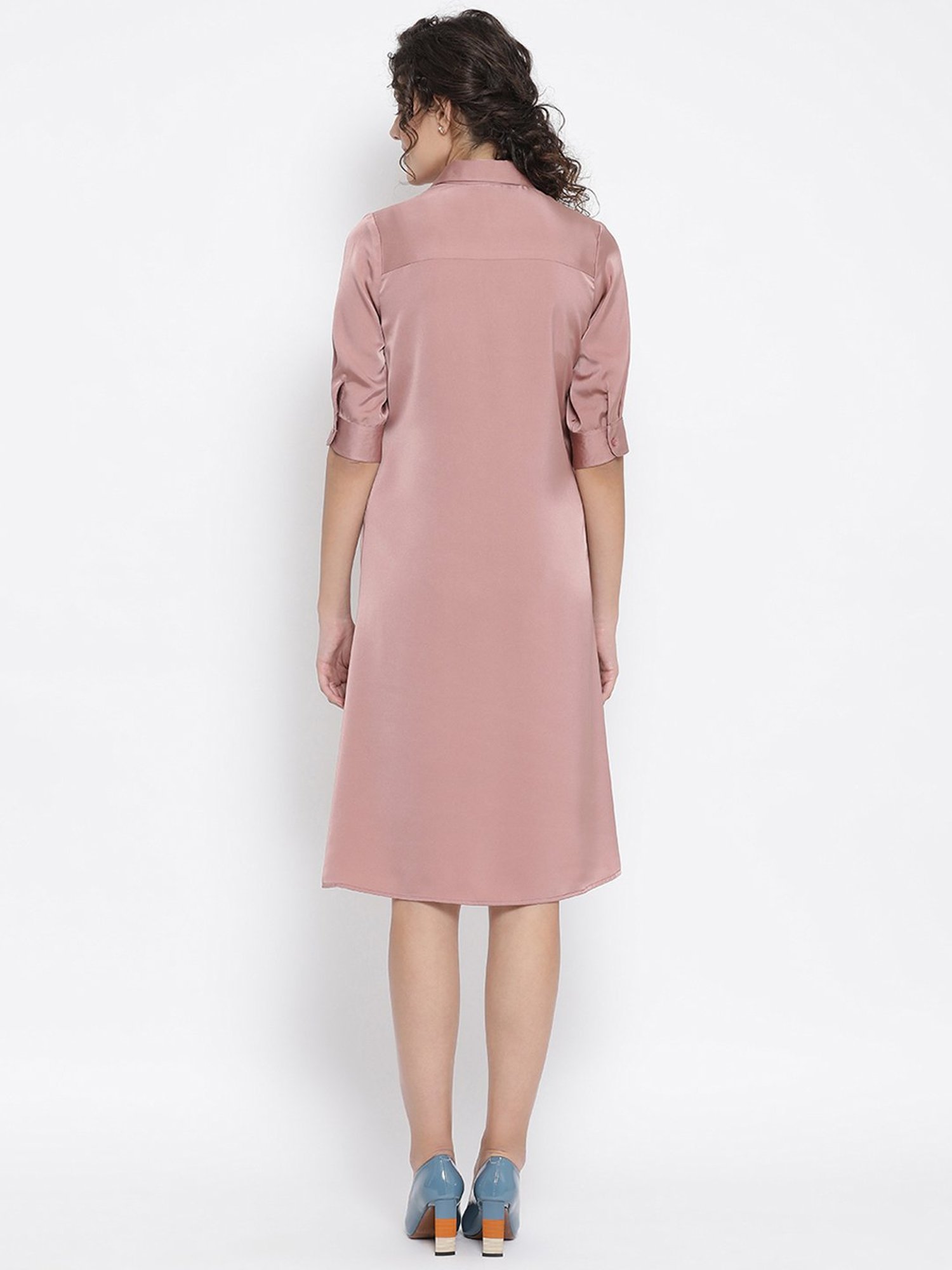 Office & You Pink Dress With Grey Flower Bunch Brooch