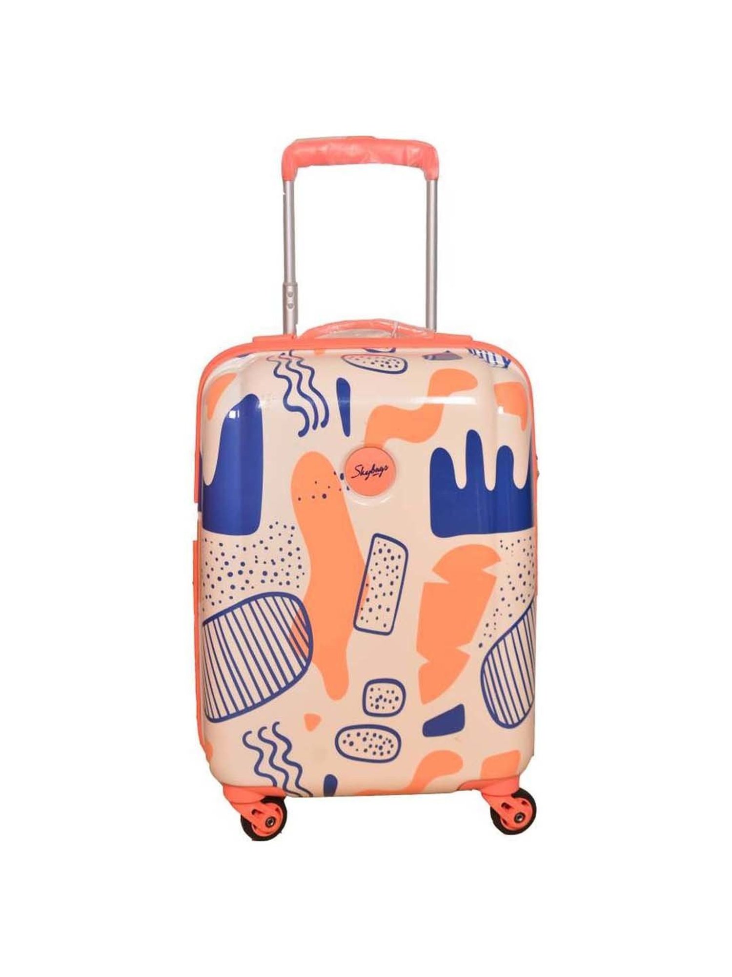 Skybags Luna Beige Printed Hard Small Trolley Bag - 35 cm