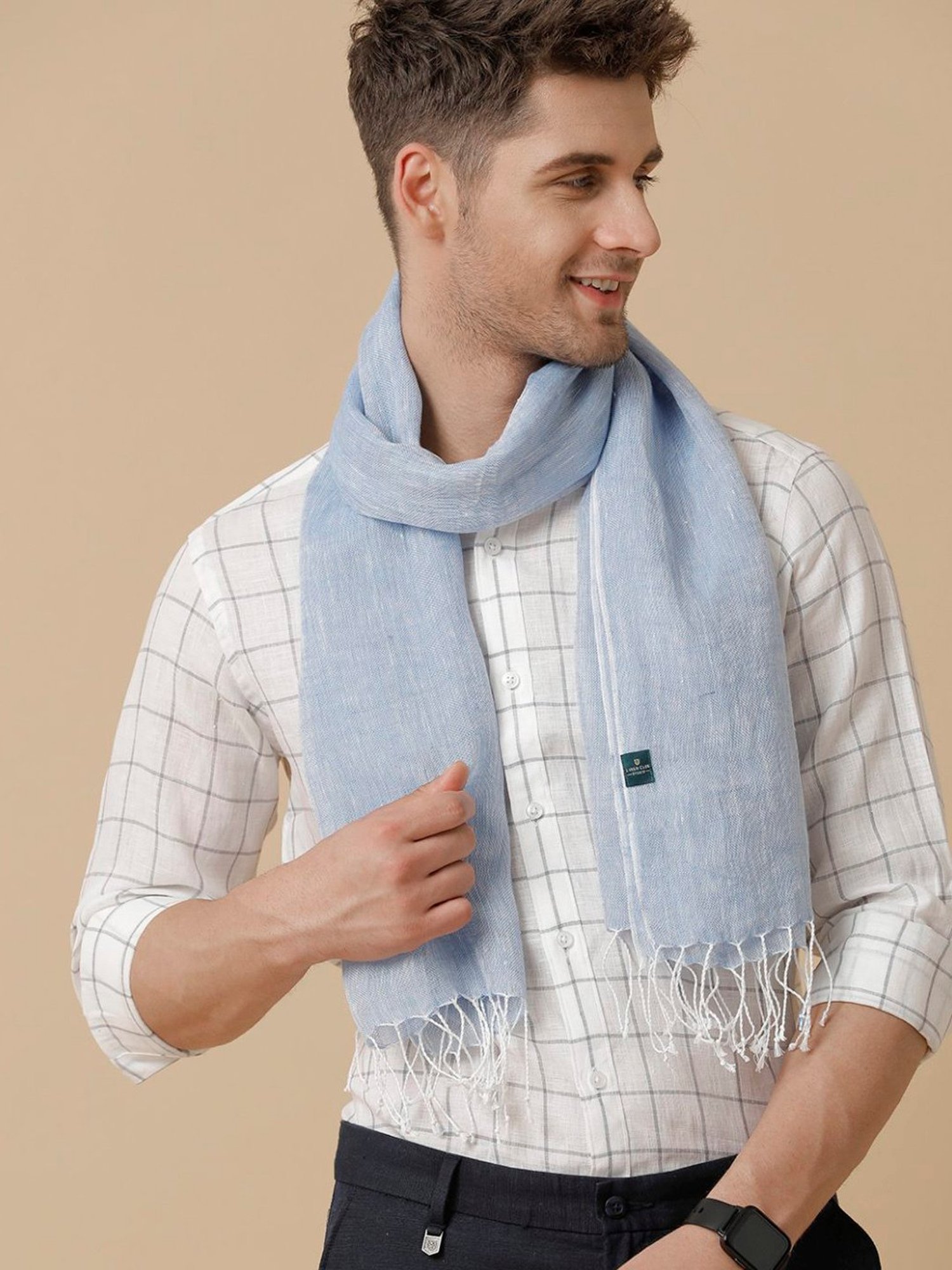 Linen Club Blue Solid Stole