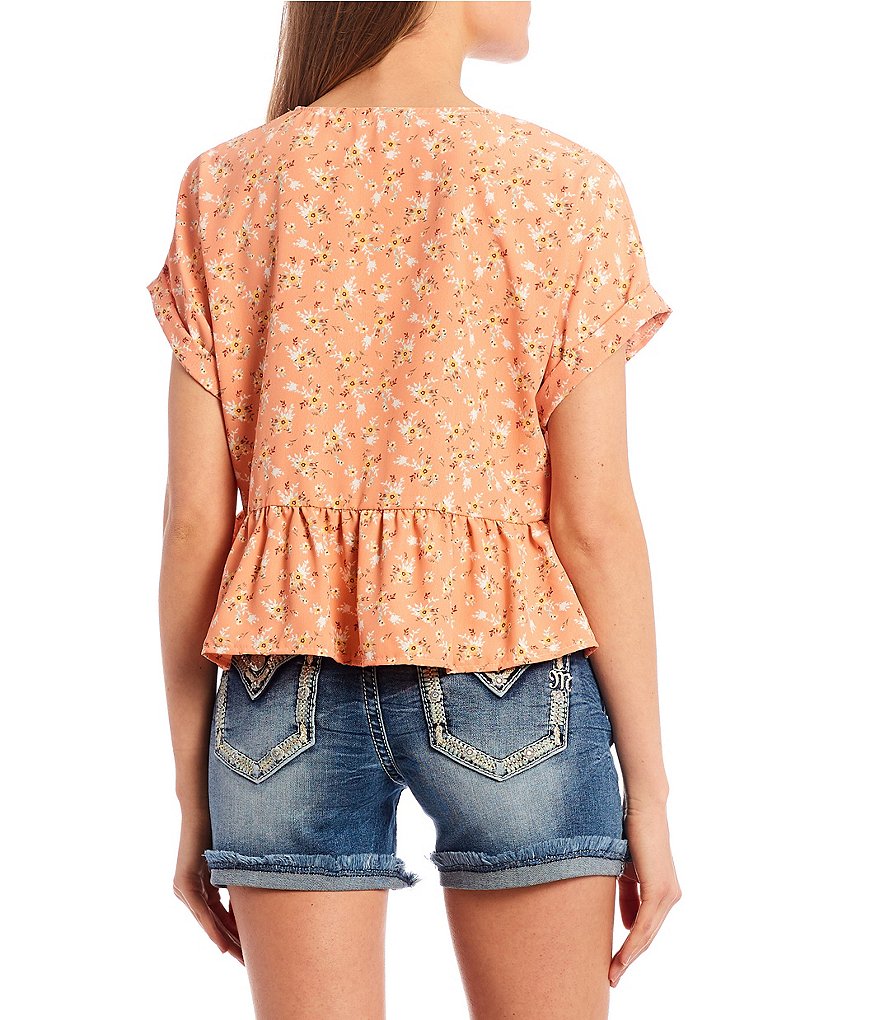 Love & Piece Sleeveless Tie-Die Peplum Hanky Hem Top