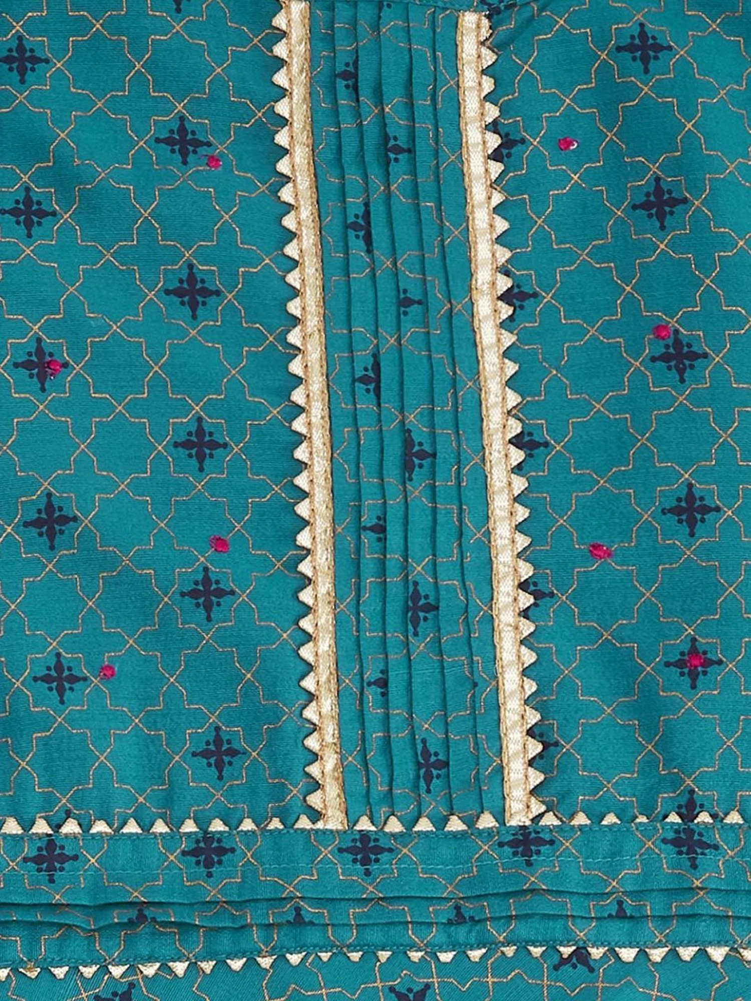 Akkriti by Pantaloons Kids Teal Blue Printed Party Dress