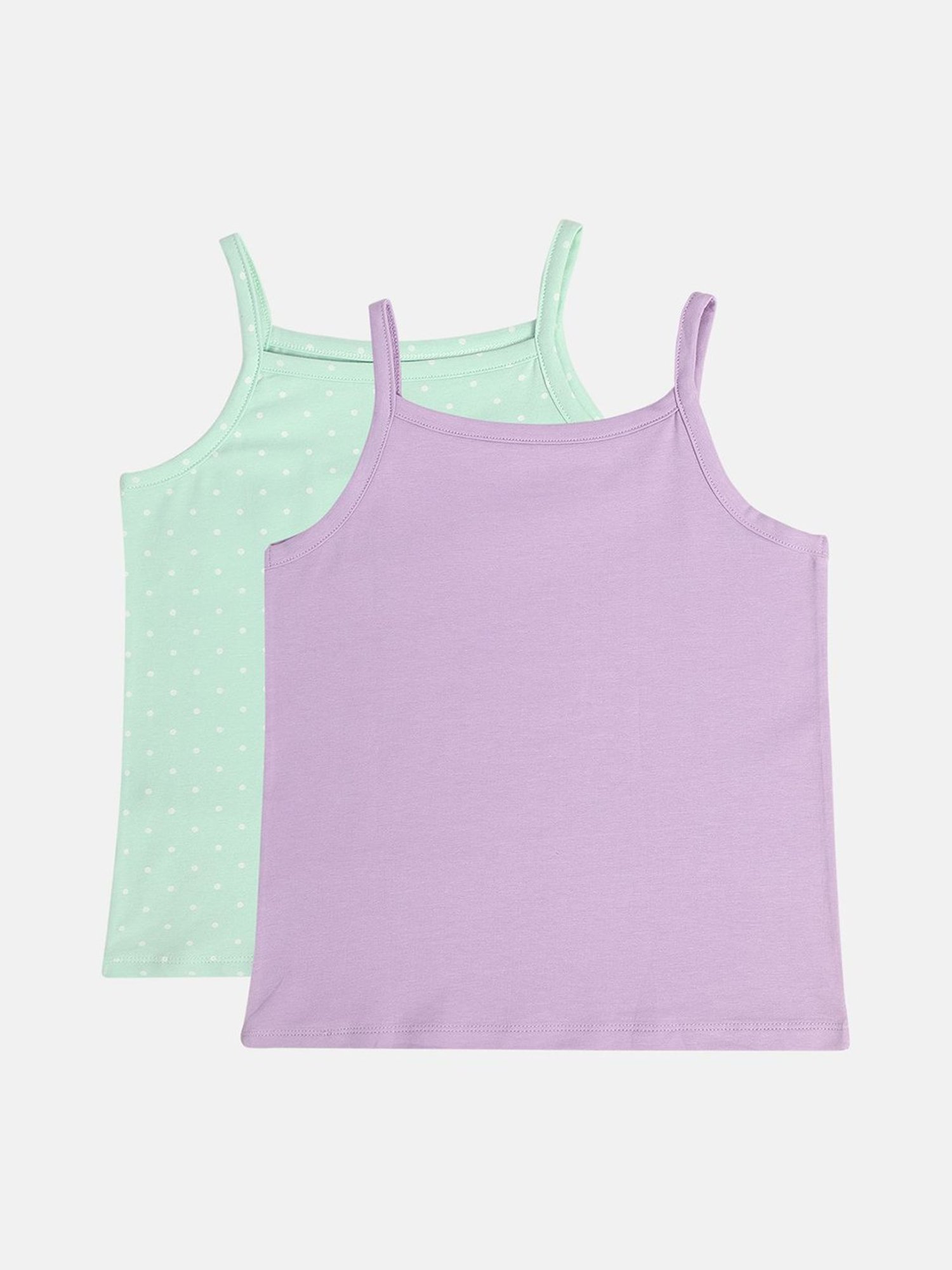 MINIKLUB Girls Purple & Green Printed Camisole (Pack Of 2)