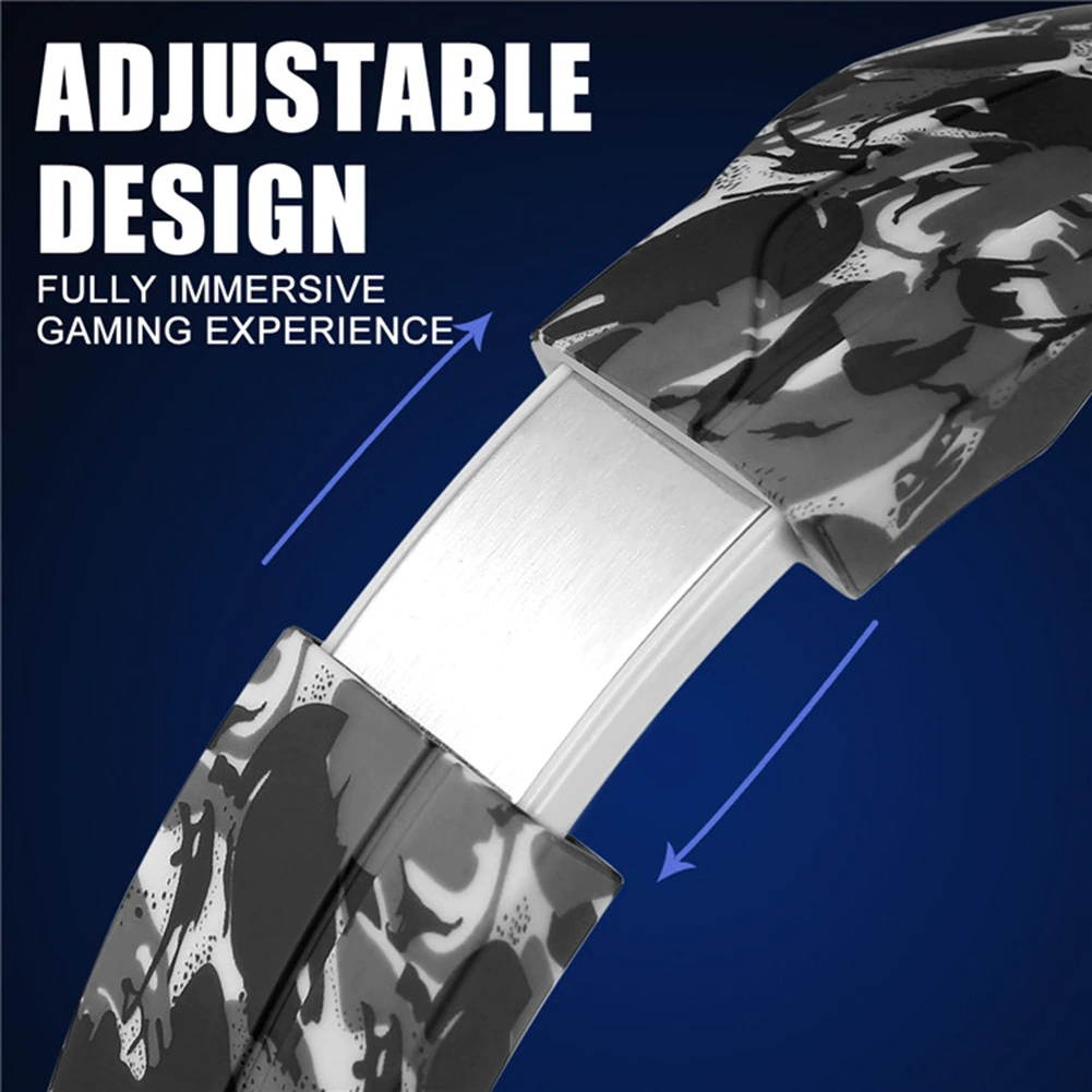 J1 Gaming Headset with Microphone LED Light Camouflage Wired PC Gaming Headphones Adjustable Headband for Computer
