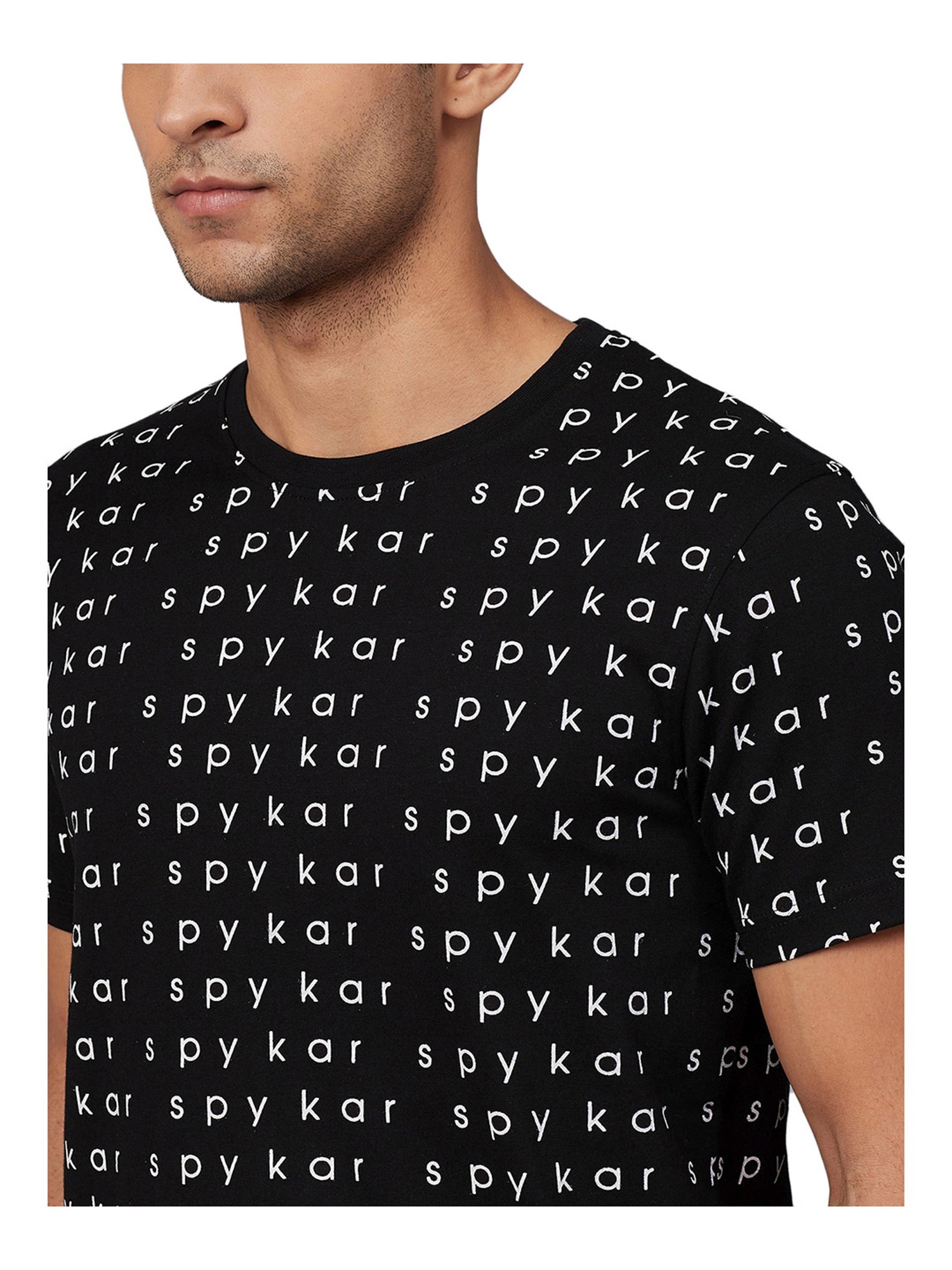 Spykar Black Printed T-Shirt