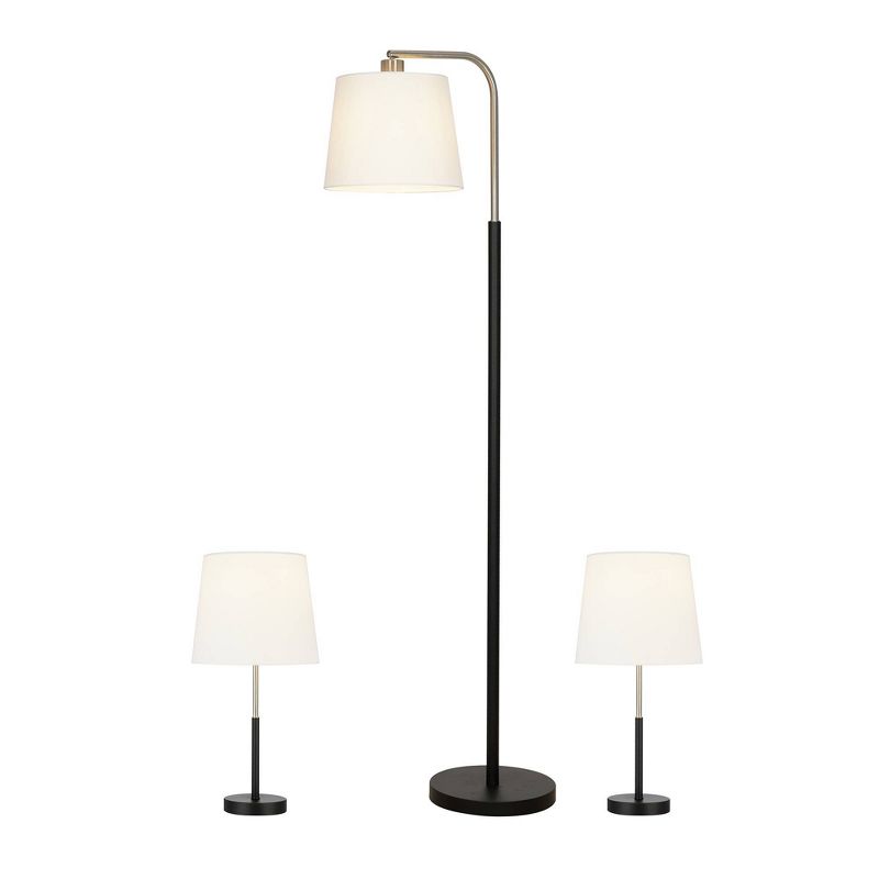 58" 3pc Table/Floor Lamp Sets (Includes LED Light Bulb) Black - Cresswell Lighting