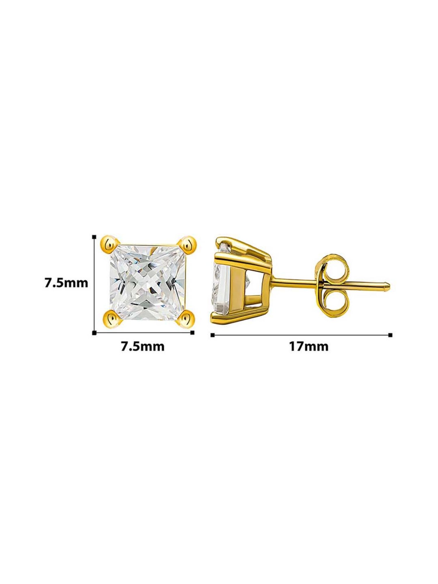 Silberry 925 Sterling Silver 18k Gold Plated Classic 8mm Stud Earrings for Women