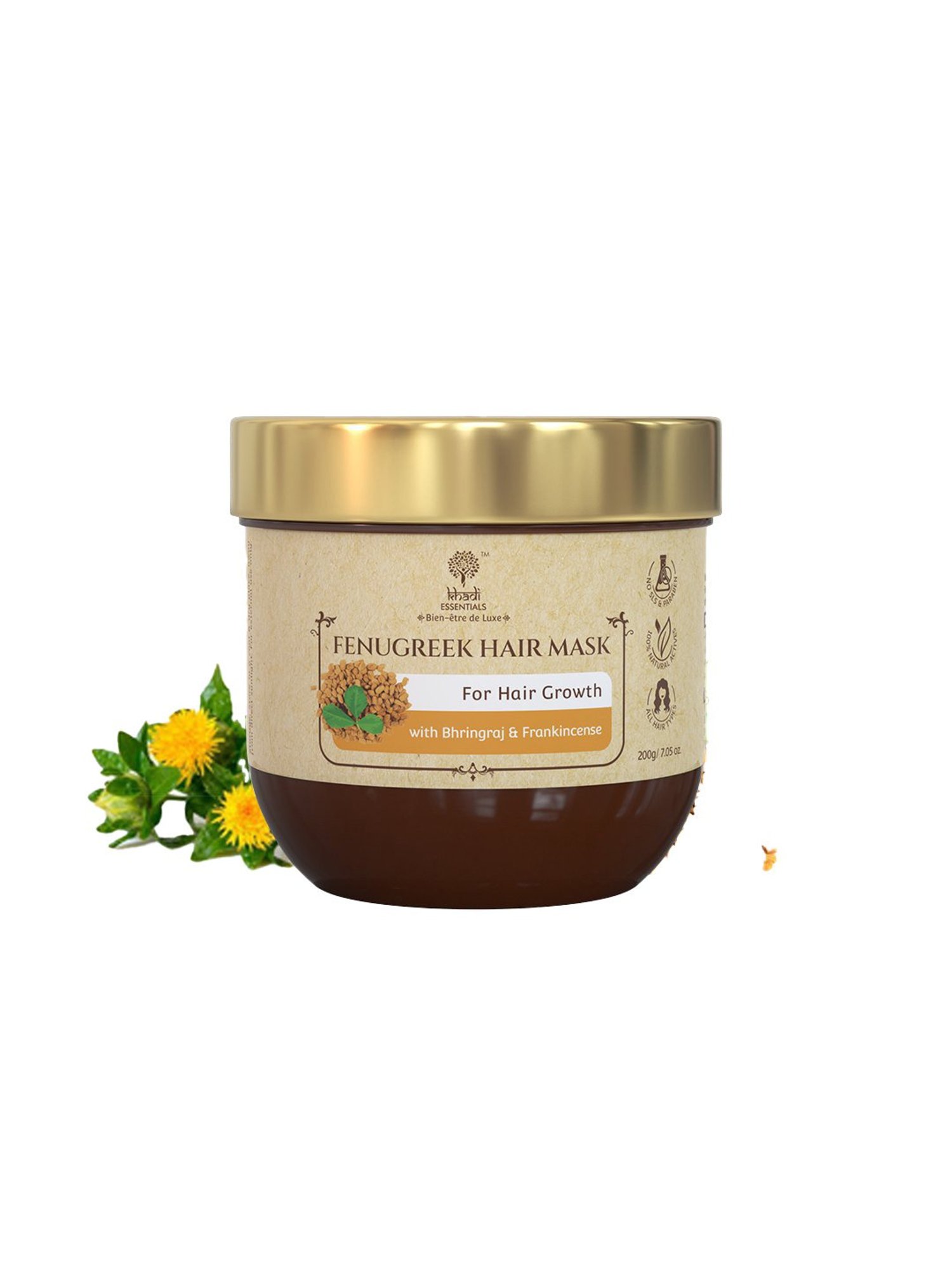Khadi Essentials Fenugreek Hair Mask with Bhringraj & Frankincense for Hair Growth - 200 gm