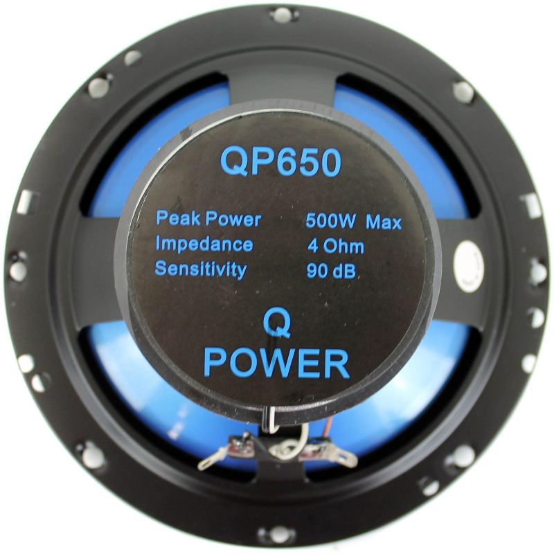 QPower 6.5" 300W 2-Way Blue Car Audio Stereo Coaxial Speaker Set, 4pk | QP650