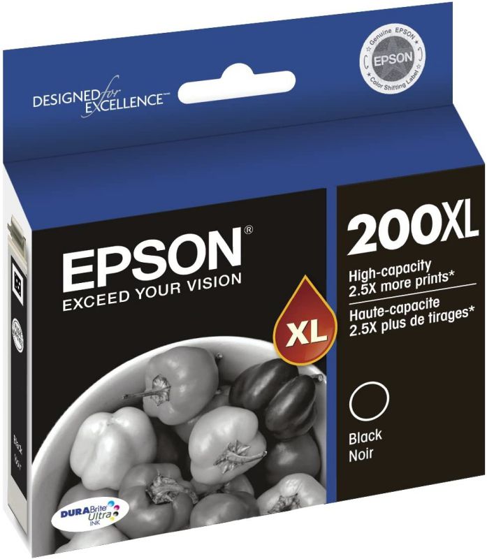 EPSON T200 DURABrite Ultra Ink High Capacity Black Cartridge (T200XL120-S) for select Epson Expression and WorkForce Printers