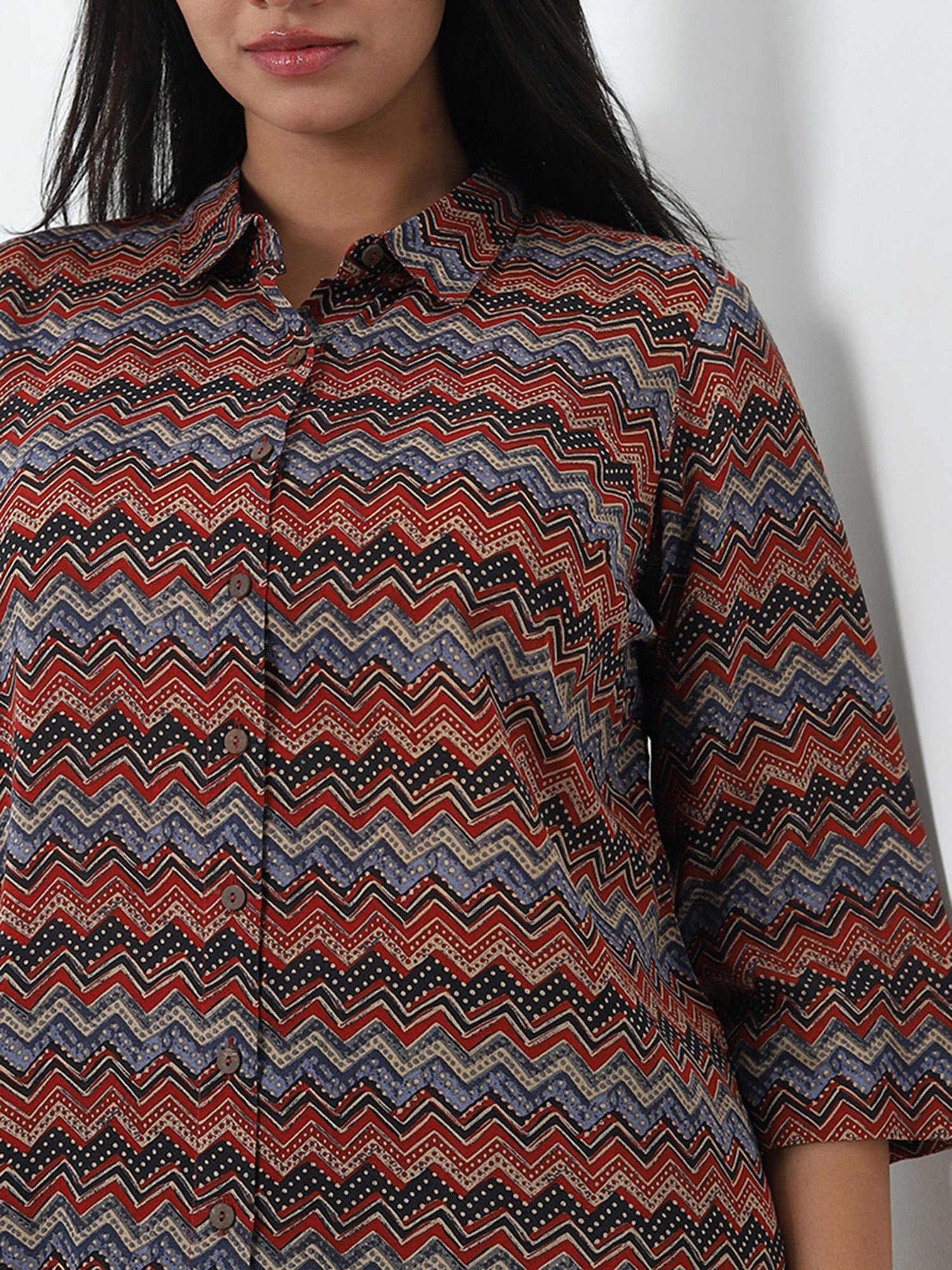 Diza by Westside Multicolour Chevron Printed A-Line Tunic