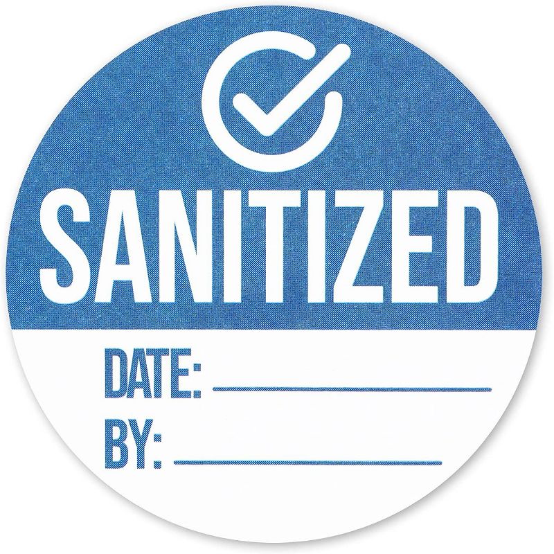 Stockroom Plus 500 Pieces Removable Sanitized Stickers Workplace Safety Labels 2-Inch