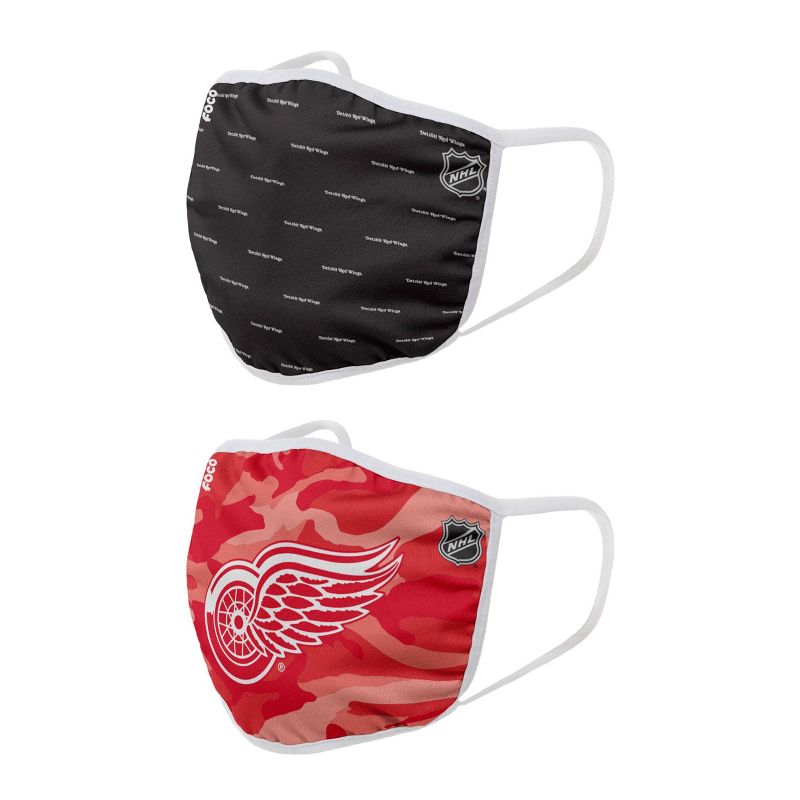 NHL Detroit Red Wings Adult Face Covering 2pk