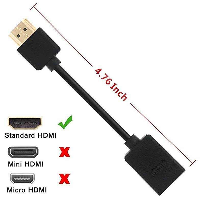 2Pack Gold Plated HDMI Male to Female Swivel Adapter Converter for Google Chrome Cast Roku Streaming Stick