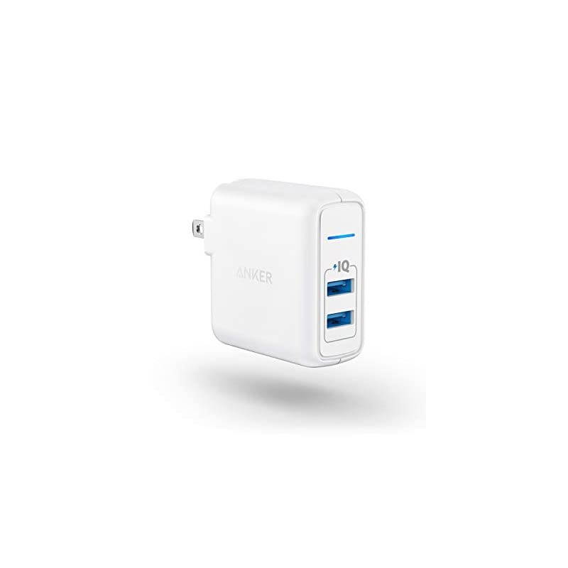 USB Charger  Elite Dual Port 24W Wall Charger PowerPort 2 with PowerIQ and Foldable Plug for iPhone 11XsXS MaxXRX876Plus iPad ProAir 2Mini 3Mini 4 Samsung S4S5 and More